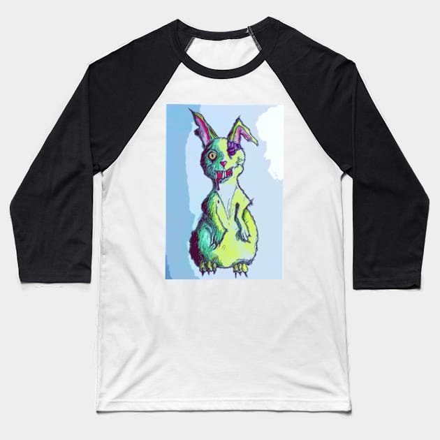 Crazed psycho bunny Baseball T-Shirt by Glenbobagins